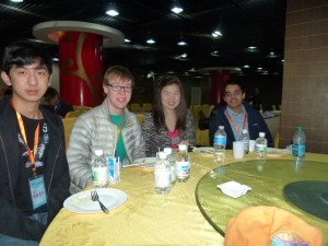 Forrest with his fellow 2013 Scholars eating breakfast in Beijing